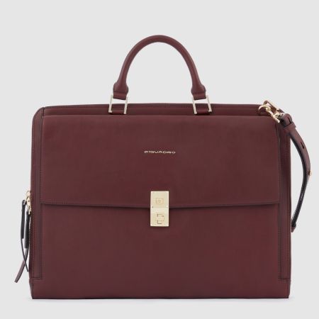 Piquadro 15.6" Laptop Slim Portfolio Briefcase, Burgundy