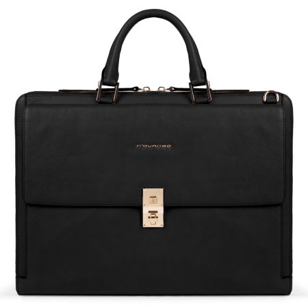 Piquadro 15.6" Laptop Slim Portfolio Briefcase, Black