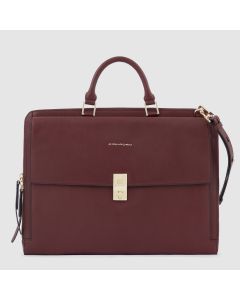 Piquadro 15.6" Laptop Slim Portfolio Briefcase, Burgundy