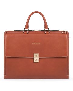 Piquadro 15.6" Laptop Slim Portfolio Briefcase, Tobacco