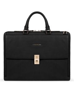 Piquadro 15.6" Laptop Slim Portfolio Briefcase, Black